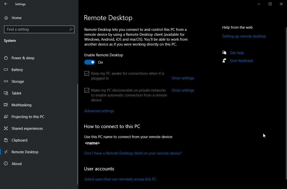configure remote desktop for mac